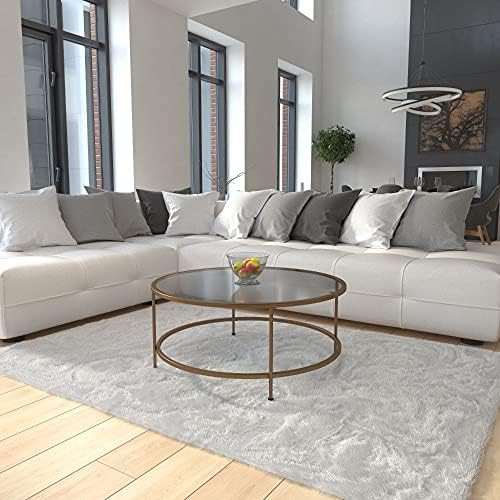 Flash Furniture Astoria Collection Round Coffee Table - Modern Clear Glass Coffee Table - Matte G... | Amazon (US)