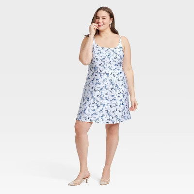 Women's Mini Woven Tank Dress - A New Day™ Blue Floral 22 | Target