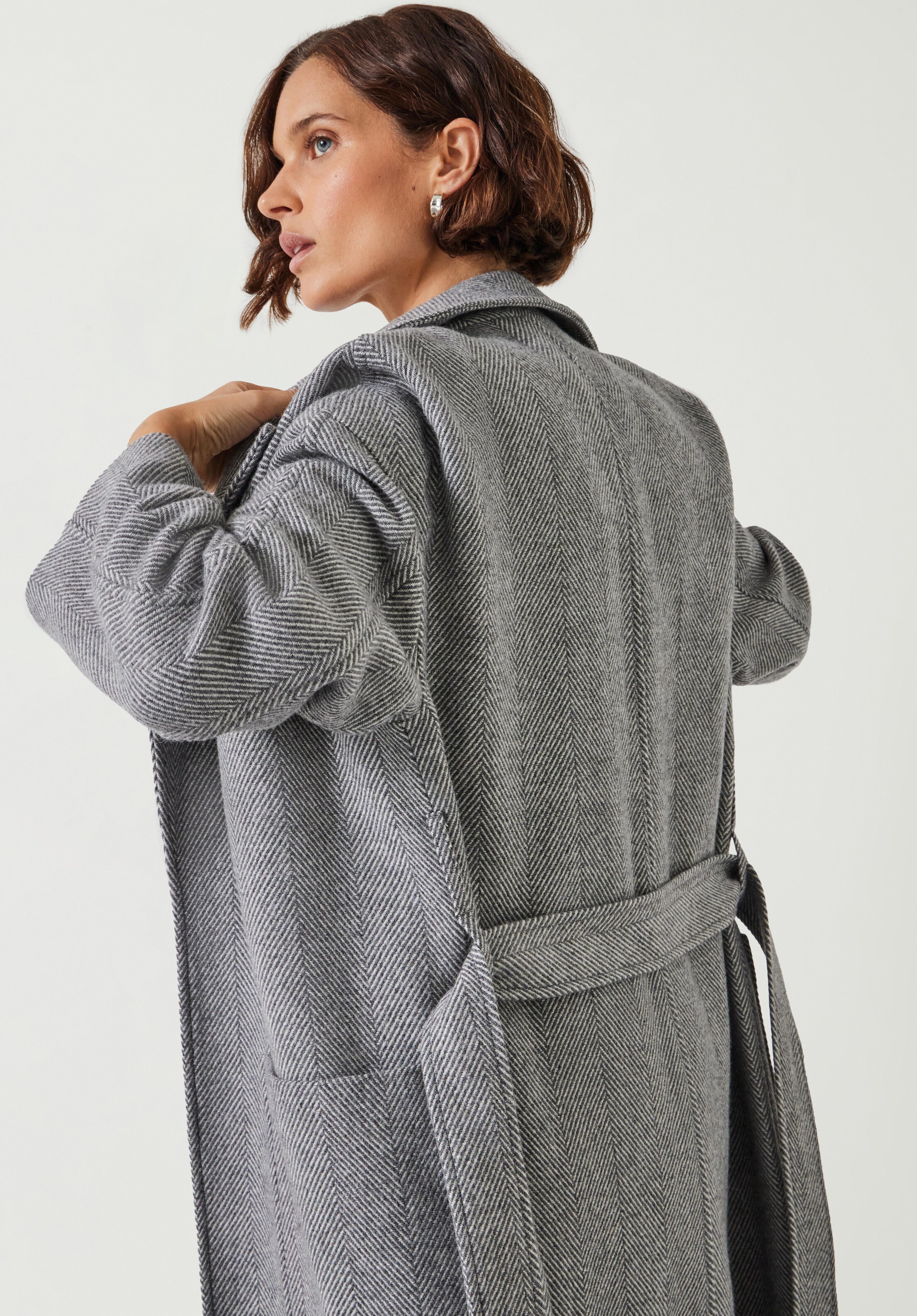 Kaitlin Wool Blend Herringbone Coat | Hush UK
