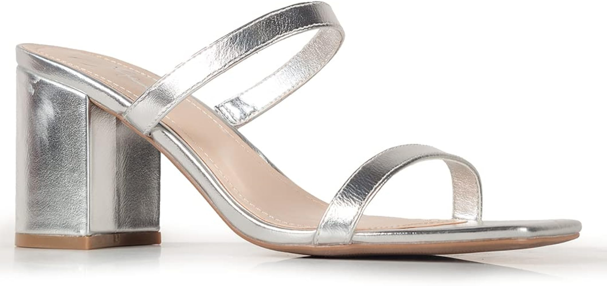 J. Adams Stormi Mules for Women - Square Toe Double Band Low Block Heel Sandals | Amazon (US)
