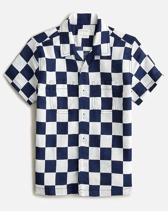 Kids' short-sleeve camp shirt in linen-cotton blend | J.Crew US