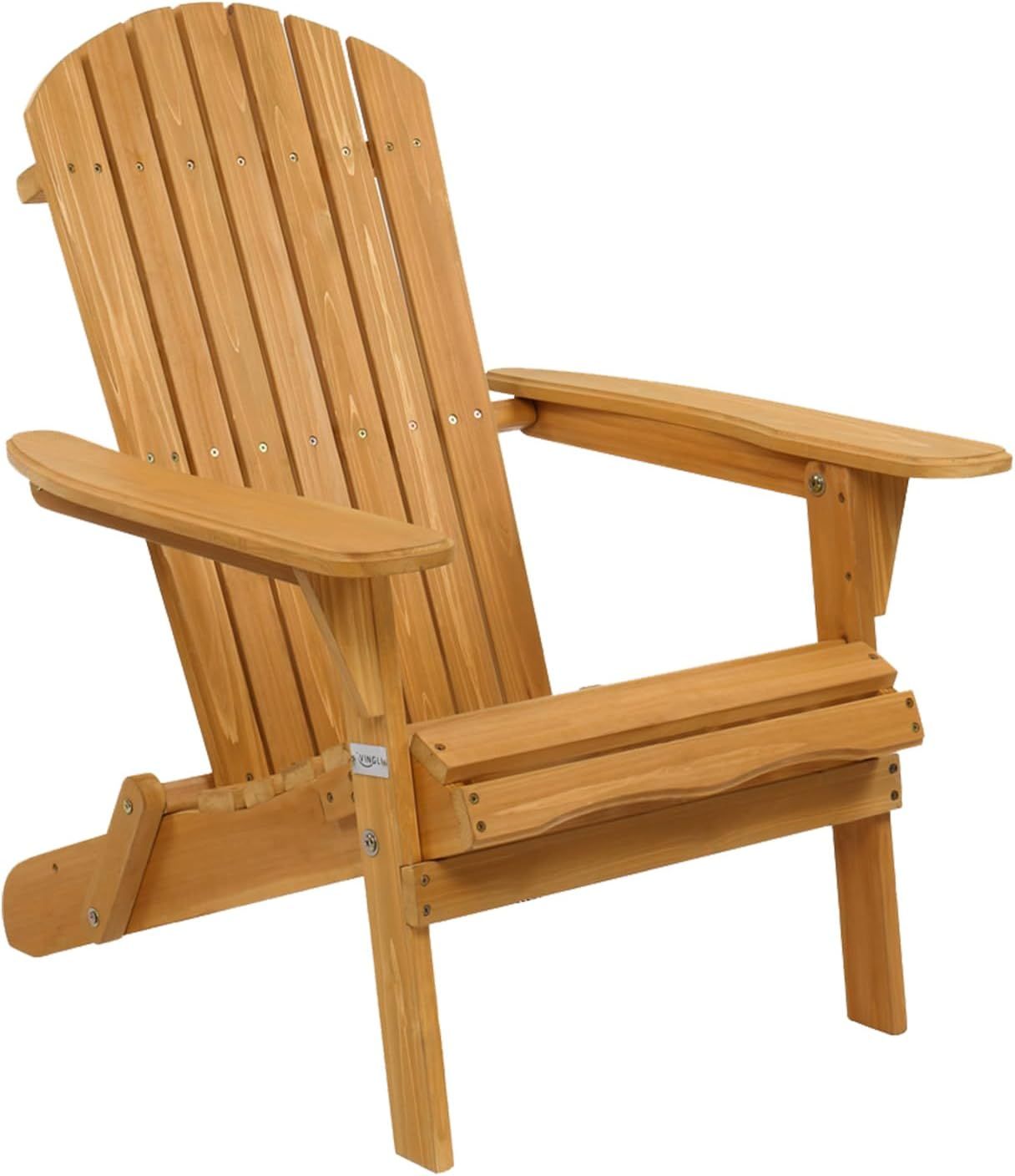 VINGLI Folding Adirondack Chairs Wood Lawn Chair Wooden Lounger 350 LBs Support Fire Pit Seating ... | Amazon (US)