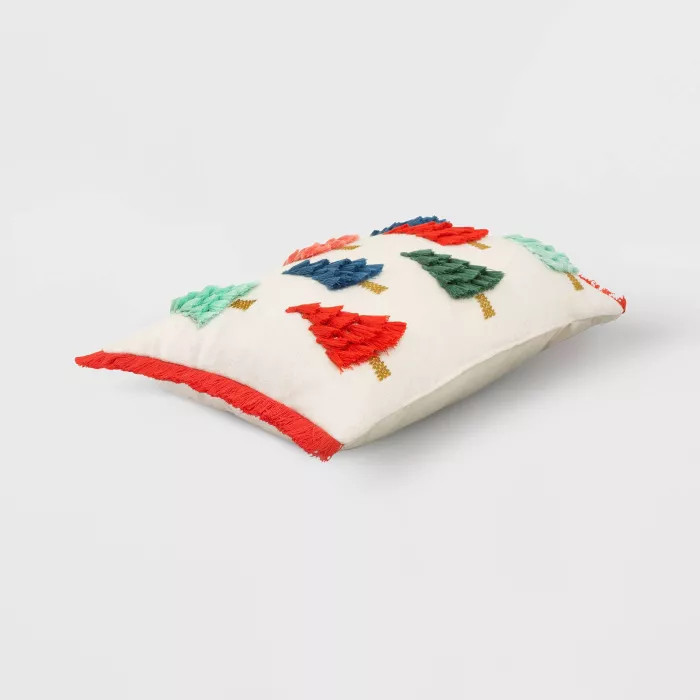 Holiday Christmas Trees Lumbar Throw Pillow with Tassels - Opalhouse™ | Target