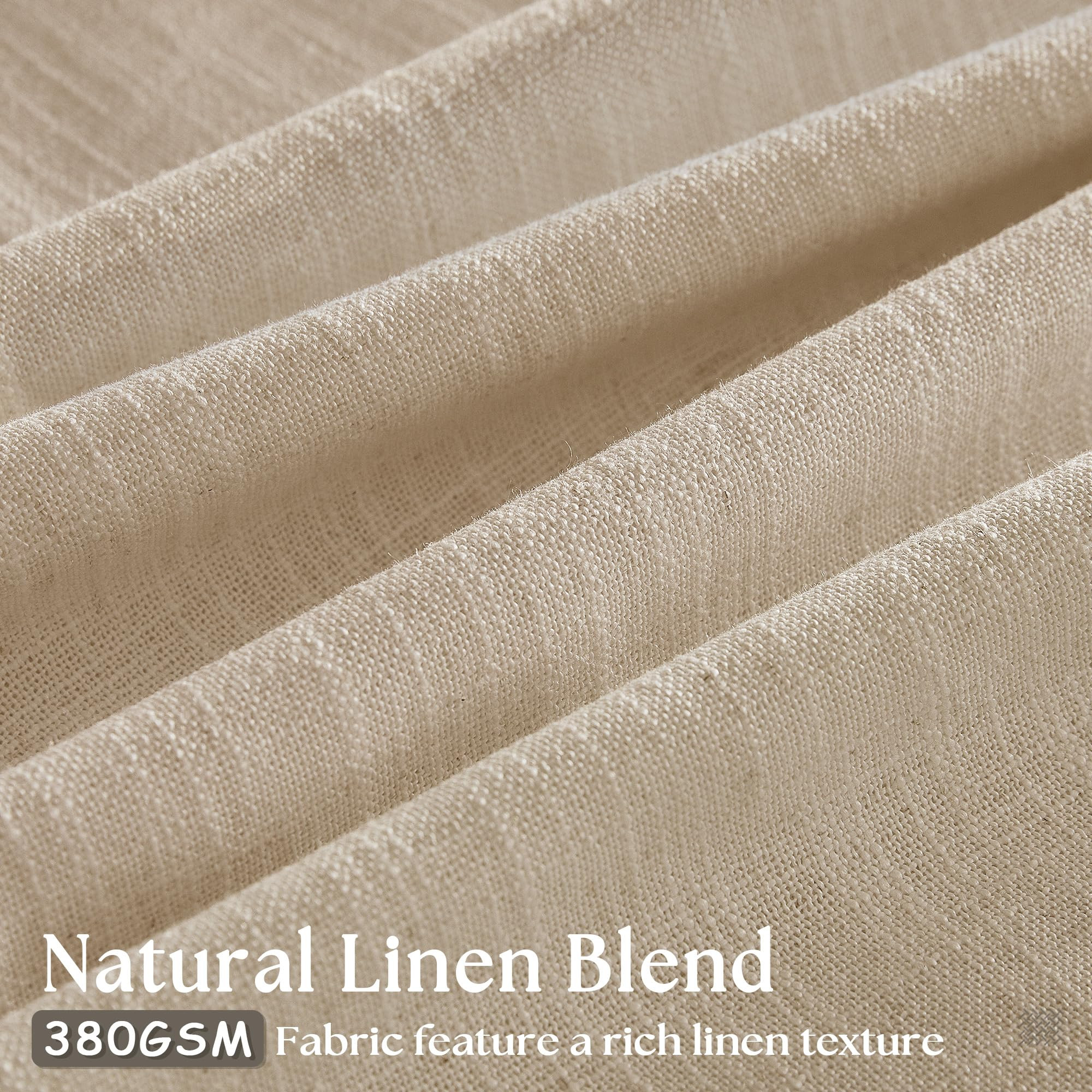 Burlap Beige Semi Sheer Curtains 80 Inches Long for Living Room Textured Linen Blended Light Filt... | Amazon (US)