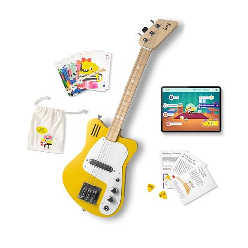 Loog Mini Electric kids Guitar for Beginners built-in Amp Ages 3+ Learning App and Lessons Included Yellow | Amazon (US)