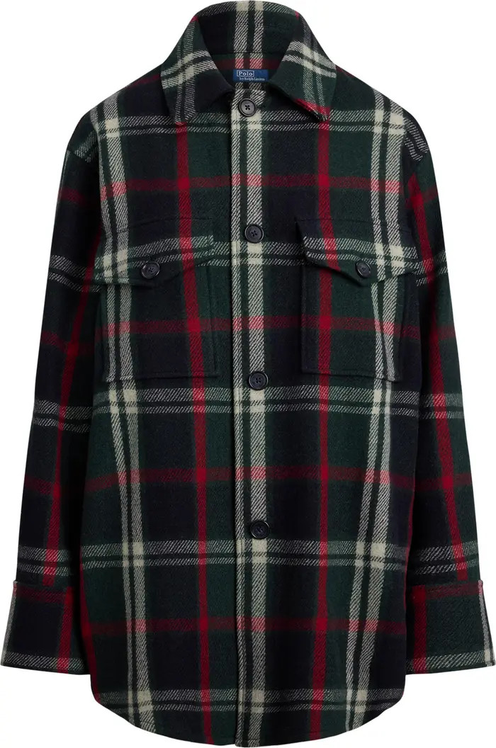 Oversize Plaid Wool Blend Twill Shirt Jacket | Nordstrom