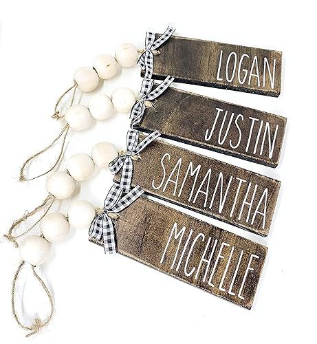 Wood Stocking Name Tags, Personalized Stocking Tags, Farmhouse Christmas Stocking Tag, White and ... | Amazon (US)