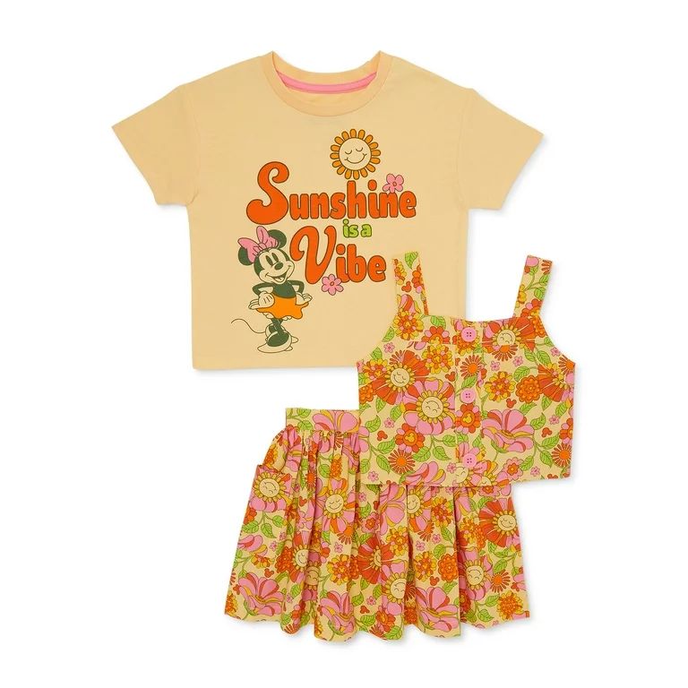 Minnie Mouse Baby and Toddler Girls T-Shirt, Tank and Skirt Set, 3-Piece, Sizes 12M-5T | Walmart (US)