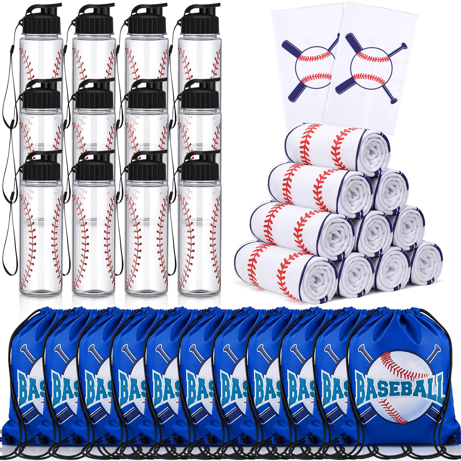 Mifoci 36 Pieces Baseball Water Bottle Cooling Towel Drawstring Backpack Set Include 12 Reusable ... | Amazon (US)