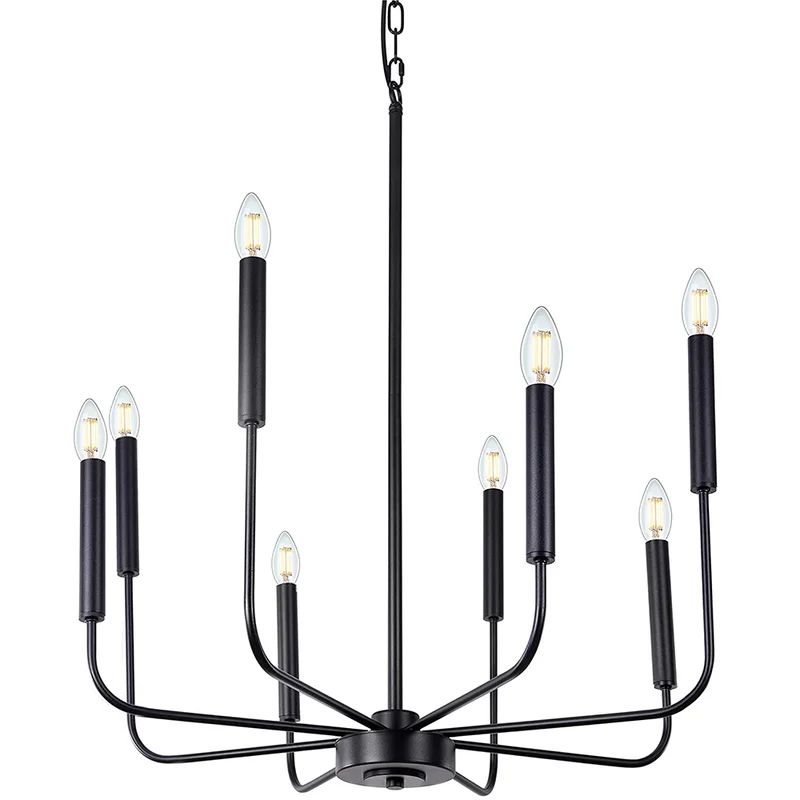 8-Light Black Farmhouse Chandeliers Classic Candle Ceiling Hanging Light Fixture Rustic Pendant L... | Wayfair North America