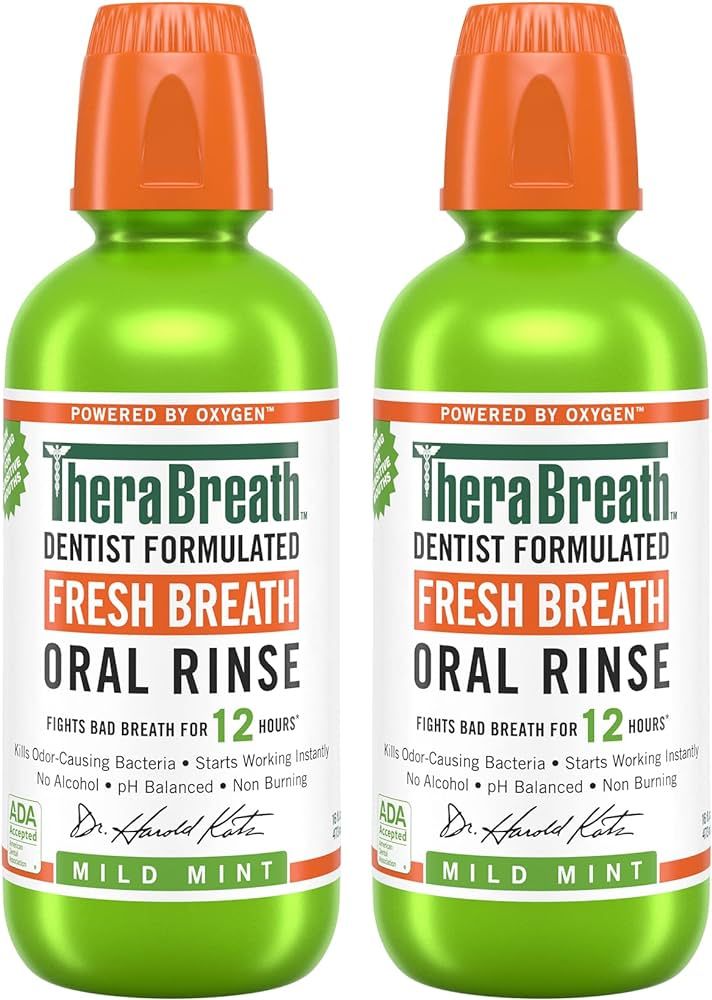 TheraBreath Fresh Breath Mouthwash, Mild Mint Flavor, Alcohol-Free, 16 Fl Oz (2-Pack) | Amazon (US)