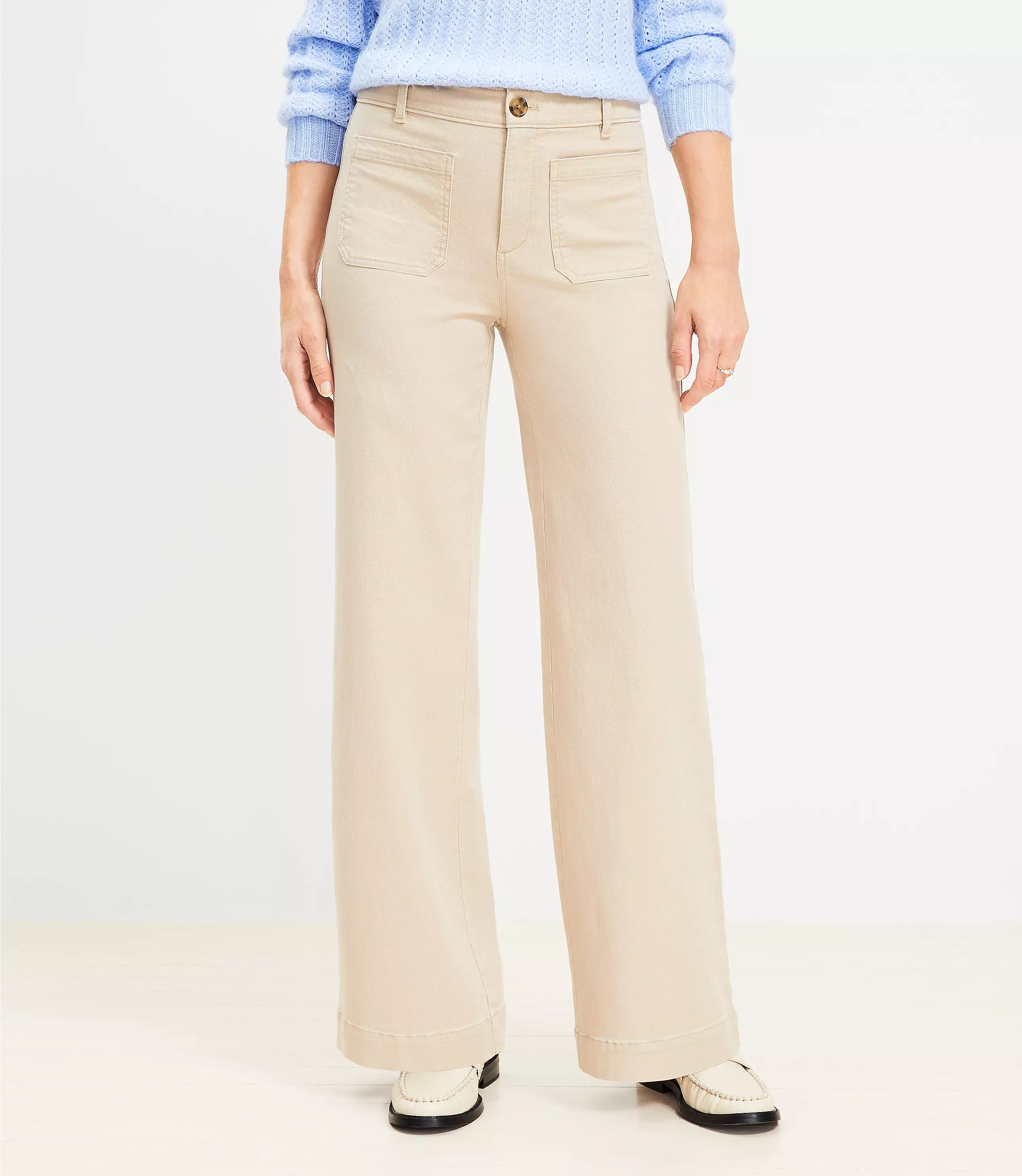 Palmer Wide Leg Pants in Twill | LOFT