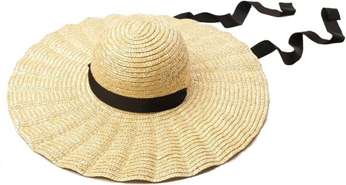 Raffia Large Brim Ribbon Straw Hat Summer Visor Beach Hat | Amazon (US)