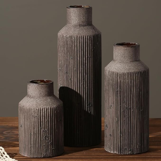 Farmhouse Vase for Home Decor, Ceramic vase Set of 3. Vintage Flower Vase Suitable for Home Decor... | Amazon (US)