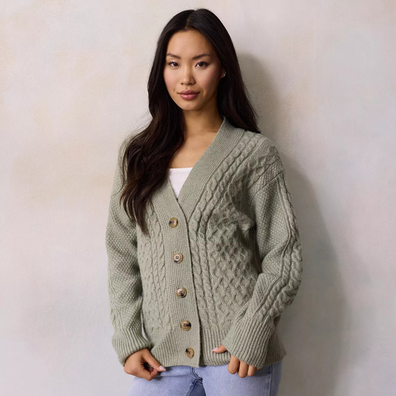 Women's LC Lauren Conrad Cabled Sweater Cardigan | Kohl's