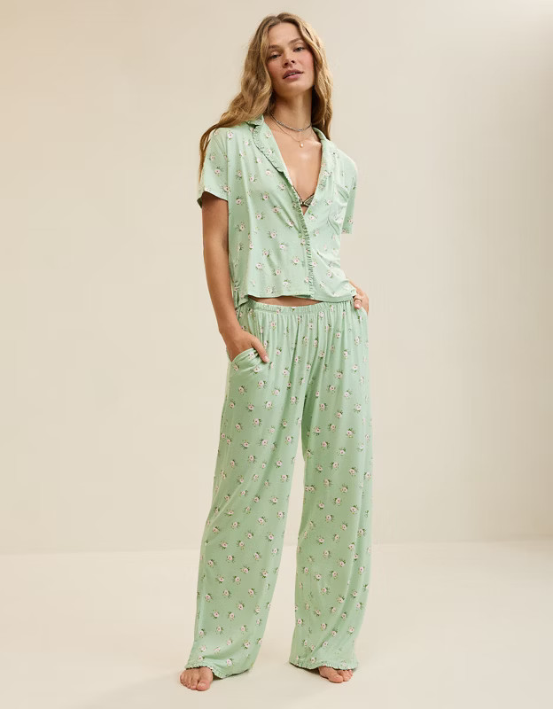 Aerie Real Soft® Ruffle Trouser PJ Pant | Aerie