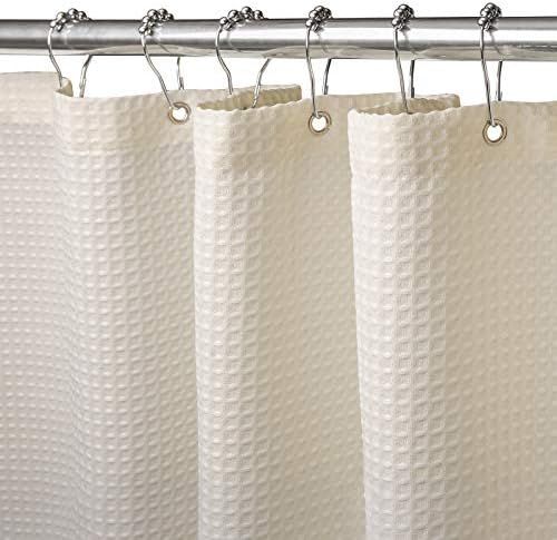 Waffle Shower Curtain with Stainless Steel Hooks - Heavy Duty Fabric Shower Curtains with Waffle ... | Amazon (CA)