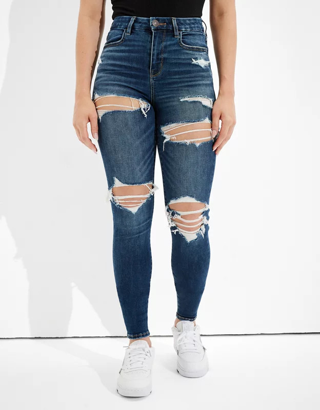 AE Ne(x)t Level Ripped Curvy High-Waisted Jegging | American Eagle Outfitters (US & CA)