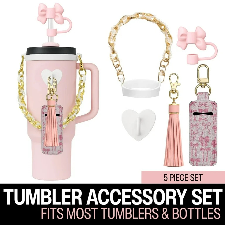 Biddlebee Tumbler Accessory Set with Water Bottle Handle, Straw Topper, Charm Hook & Lip Balm Hol... | Walmart (US)