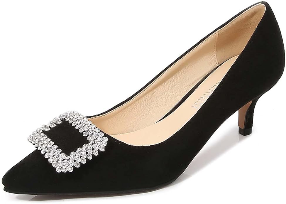 JOEupin Women's Pumps 2 inch Kitten Heel Comfort Pointed Toe Low Heel Wedding Evening Party Dress... | Amazon (US)