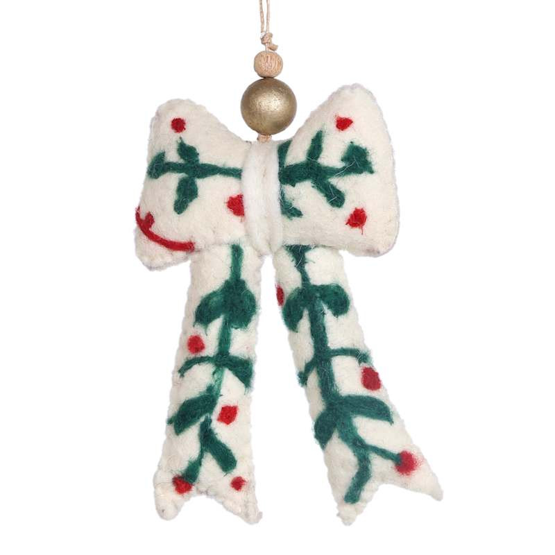 Multicolored Felt Bow With Beads Ornaments, 4", Fabric, sold by At Home | At Home