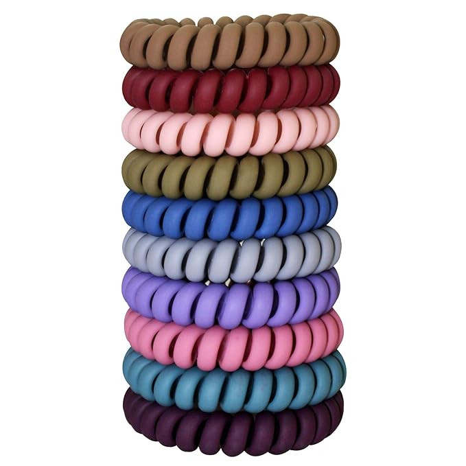 10 Pcs Spiral Hair Ties, Coil Hair Ties, Phone Cord Hair Ties, Hair Coils Phone Cord Hair Rings P... | Amazon (US)
