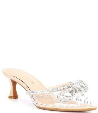 Kamilla Clear Rhinestone Embellished Bow Mules | Dillard's