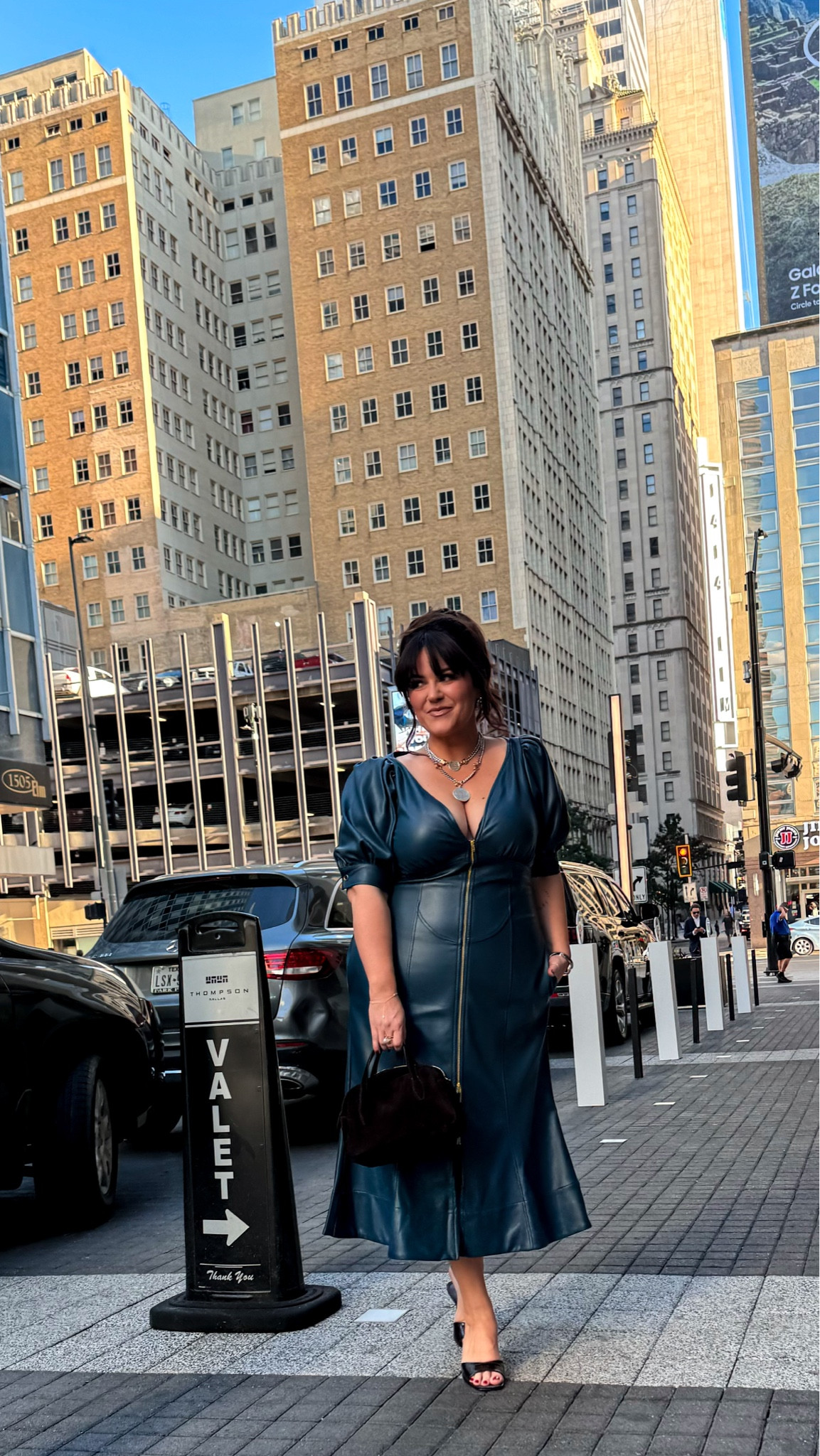 Midsize elevated cocktail party dress 

Midsize faux leather special occasion cocktail dress wearing a size 16 (sized up one) 
Brown crock slides are tts 
Brown suede bag 
Amazon Sunnies 
Mixed metal accessories 


#LTKCon #LTKStyleTip #LTKMidsize