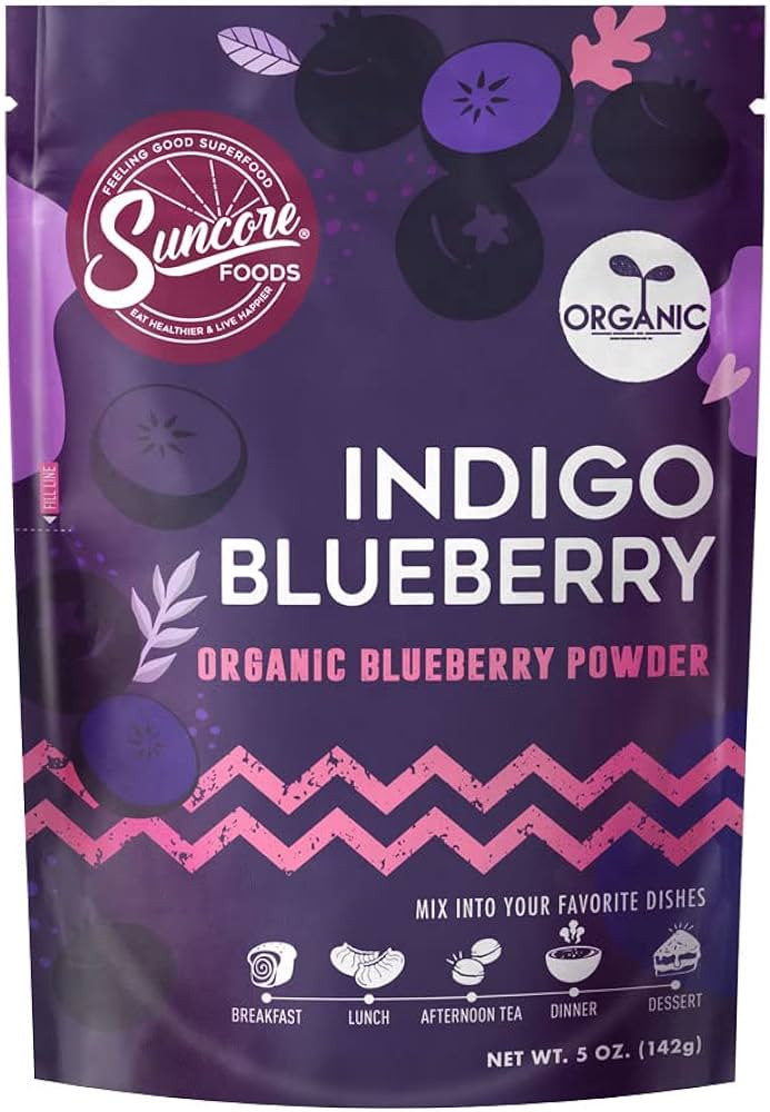Suncore Foods Organic Indigo Blueberry Powder, Purple Food Coloring Powder, Gluten-Free, Non-GMO,... | Amazon (US)