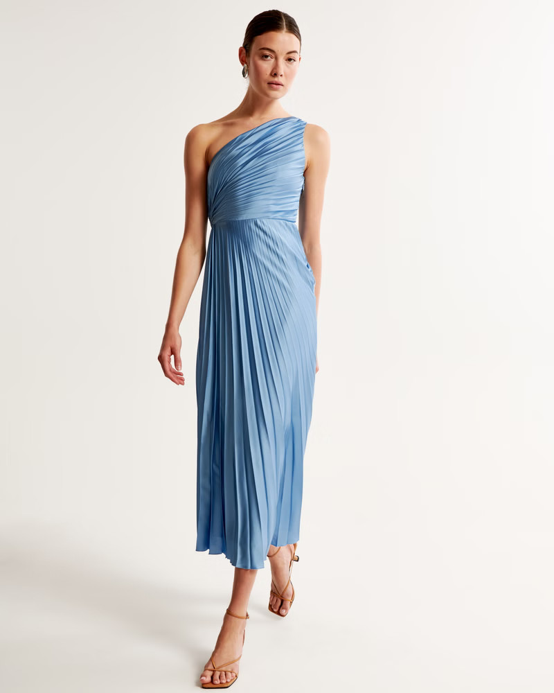 One-Shoulder Pleated Maxi Dress | Abercrombie & Fitch (US)