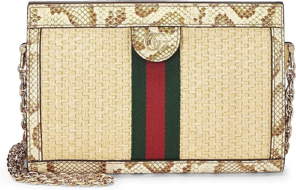 Amazon.com: Gucci, Pre-Loved Beige Raffia & Snakeskin Ophidia Shoulder Bag Small, Beige : Luxury ... | Amazon (US)