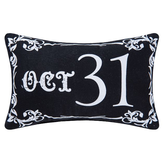 C&F Home 8" x 12" Goth Oct 31 Black Halloween Cotton Printed Petite Pillow | Target