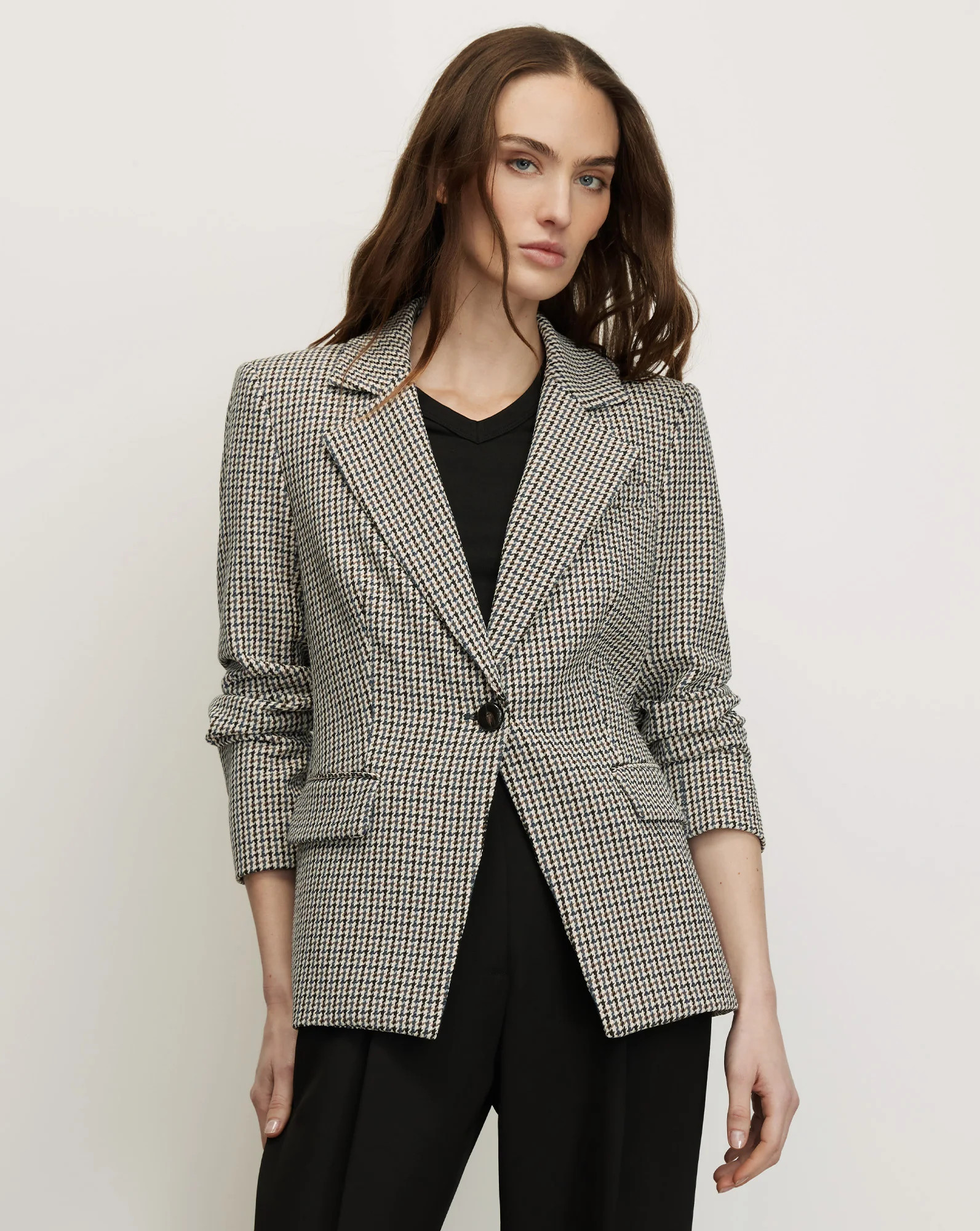 Healy Houndstooth Dickey Jacket in Navy Multi | Veronica Beard | Veronica Beard