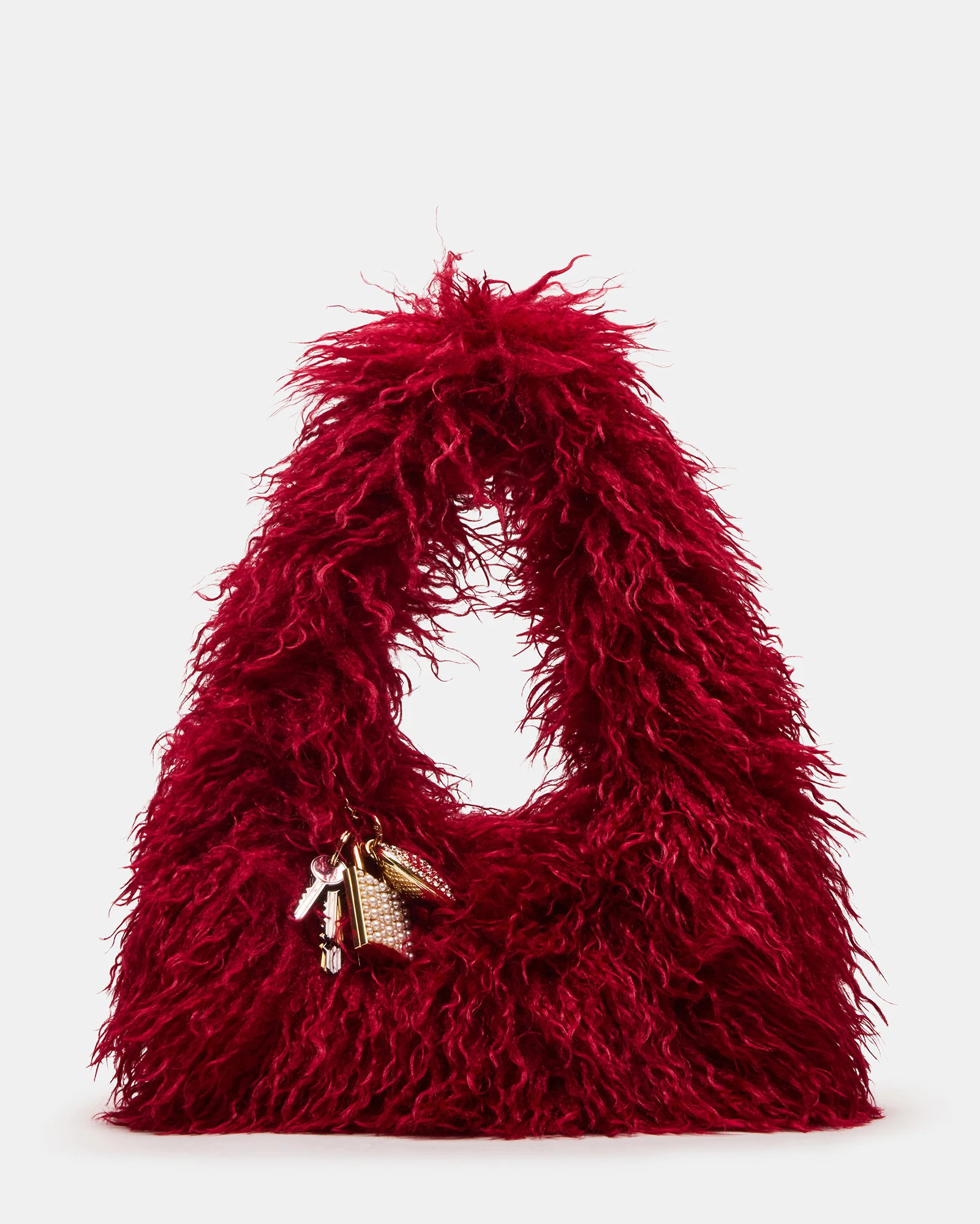 ICONN Bag Red Faux Fur Slouchy Shoulder Strap Handbag | Steve Madden (US)