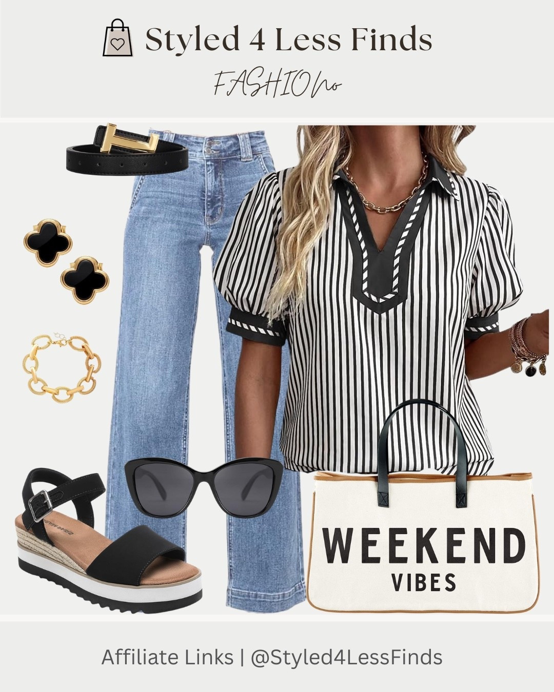 Classic black + white never misses 🖤🤍
This chic striped blouse paired with light wash denim gives that effortless “put together” look while still feeling casual and comfy. Add gold accessories, a statement tote, and platform sandals for the perfect everyday outfit that works for brunch, errands, or weekend plans ✨

Style Tip:
When wearing bold stripes, keep the accessories simple and cohesive. Black + gold accents instantly elevate the look and make it feel polished without trying too hard.

#LTKsummer #LTKcanada #LTKover50style