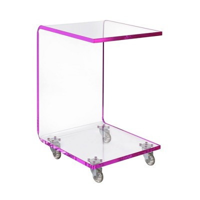 Picket House Furnishings Peek Acrylic Snack Table Pink: Scandinavian Style, C-Shaped, Tray Top, on Casters | Target