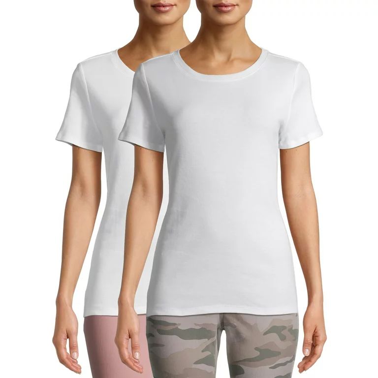 Time and Tru Women's Short Sleeve Rib T-Shirts, 2-Pack - Walmart.com | Walmart (US)