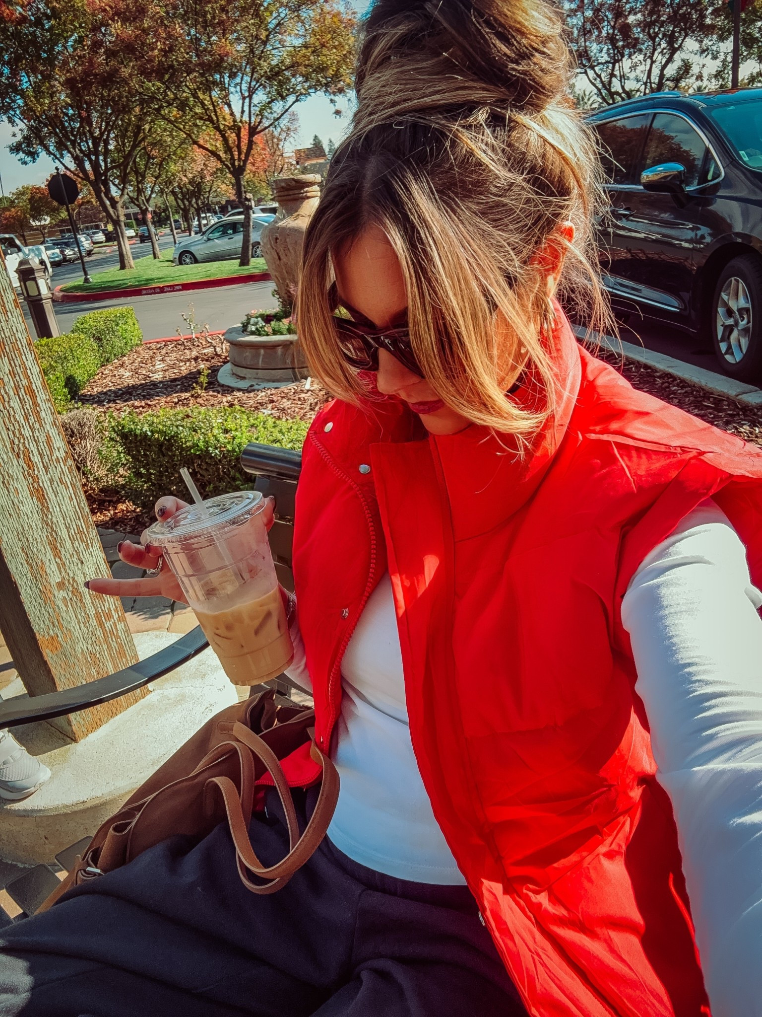 Wide leg sweats, red puffer, giant messy bun, iced latte… holiday shopping checklist complete. 😌🎄 Cozy casual outfit, affordable winter style, and tons of Black Friday deals linked on LTK! 🛍️✨

#LTKdayinmylife #LTKCyberWeek #LTKootd