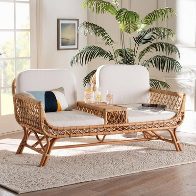 bali & pari Pakis Rattan Tete-a-Tete Sofa Natural Rattan | Target