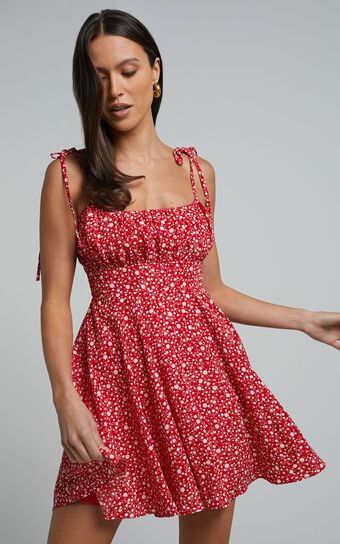 Summer Jam Mini Dress - Strappy Slip Dress in Red Floral Print | Showpo (US, UK & Europe)