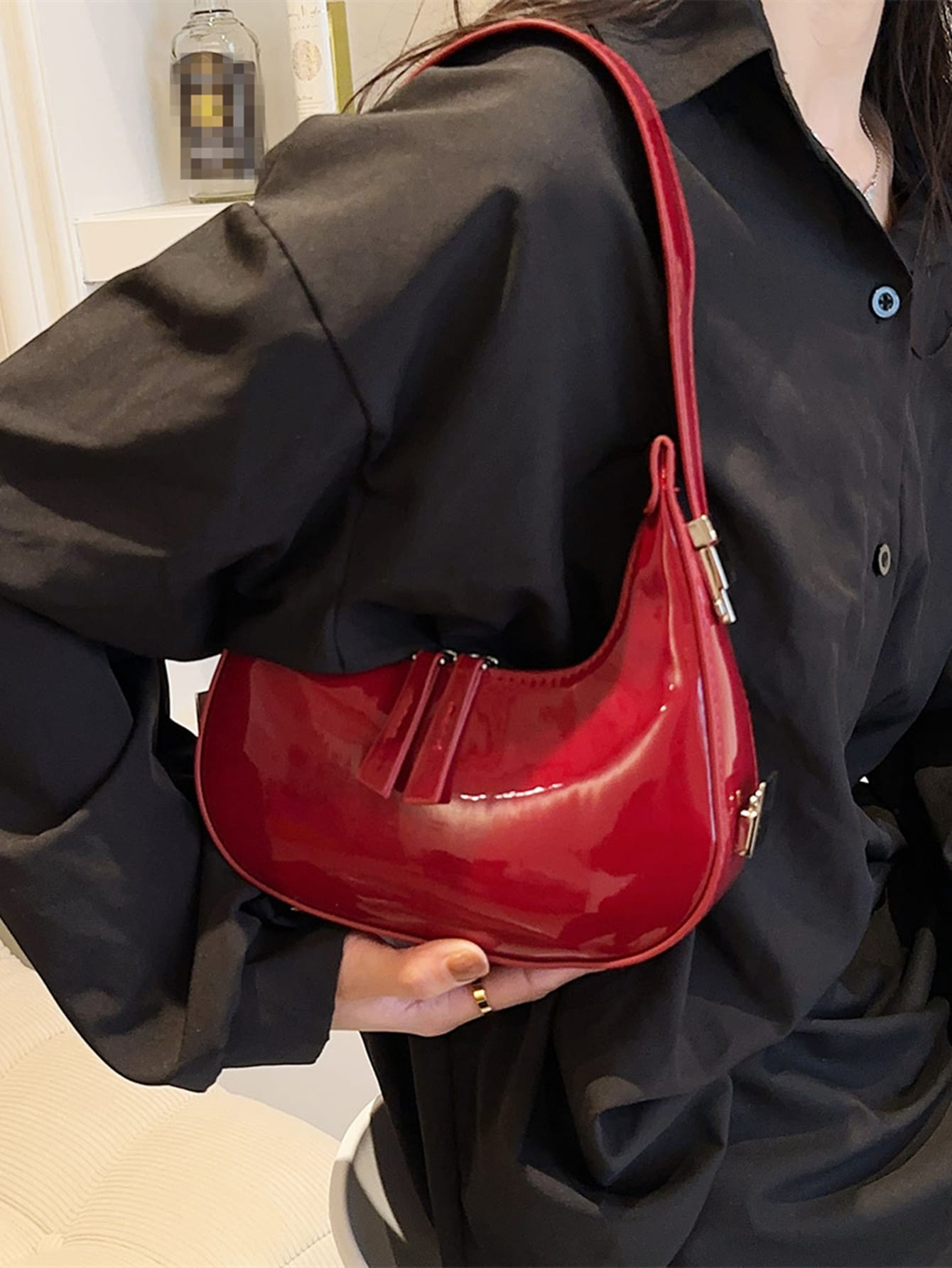 Hobo Tasche mit minimalistisch Reißverschluss | SHEIN