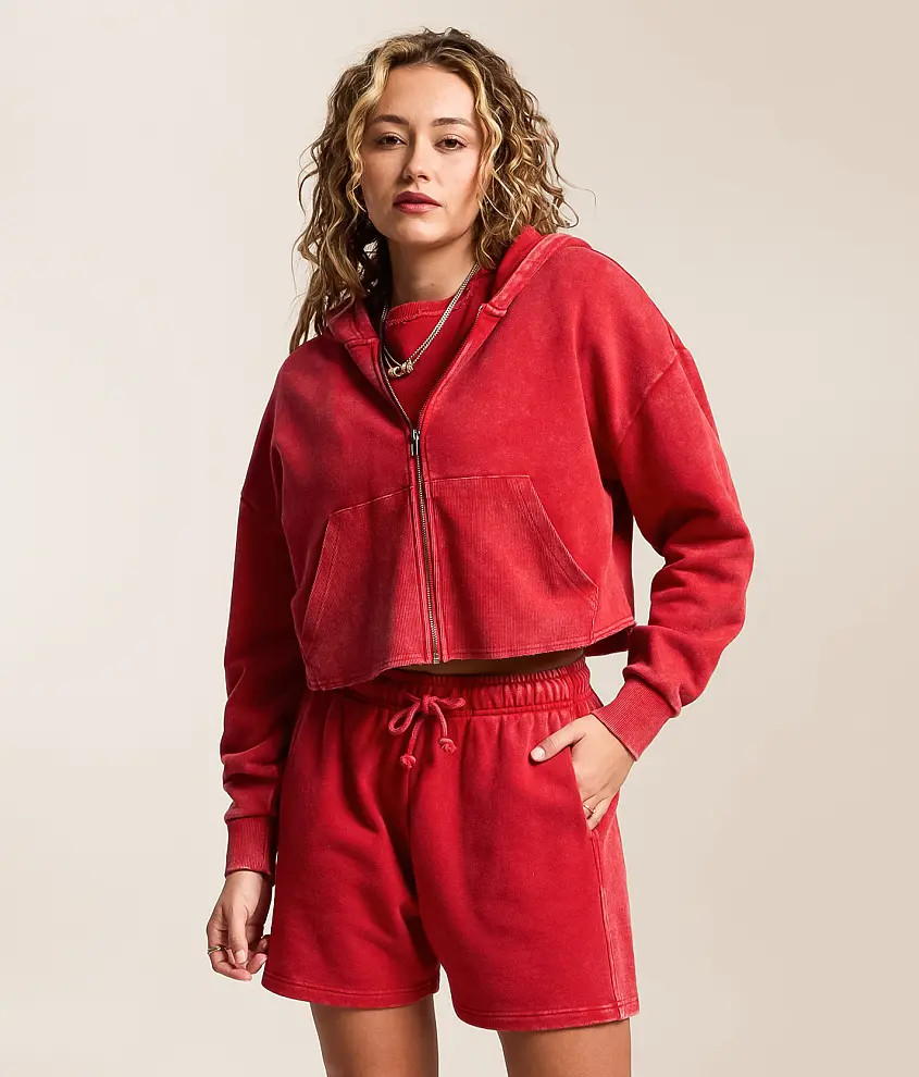 Inset Cropped Hoodie | Buckle