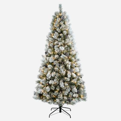 (B12) Pre-Lit LED Frosted Percy Spruce Christmas Tree, 7' | At Home