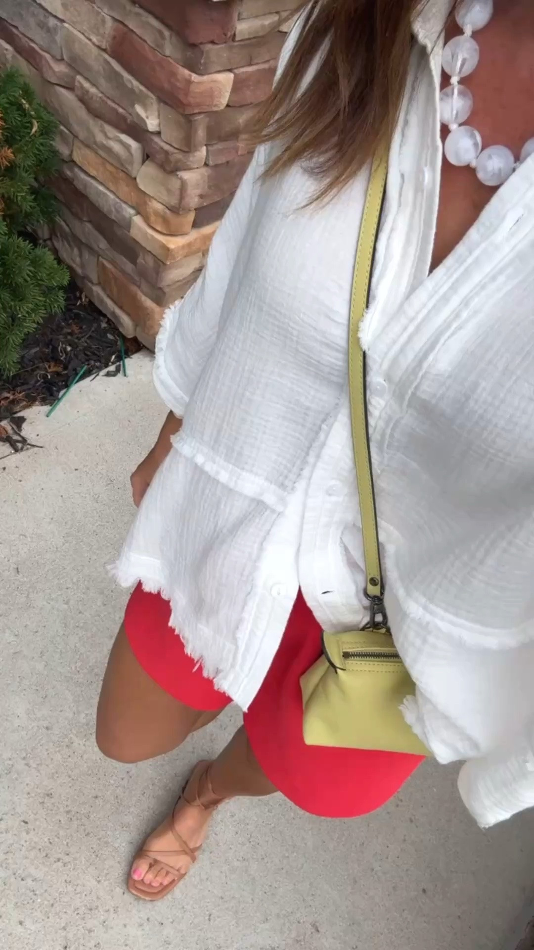 Happy Monday. LOVE this outfit combo. Easy, flowy and breezy. 
Small shorts. On sale. 
XS gauze top
Necklace - use code: twopeasinablog20

#LTKootd #LTKSeasonal #LTKOver40