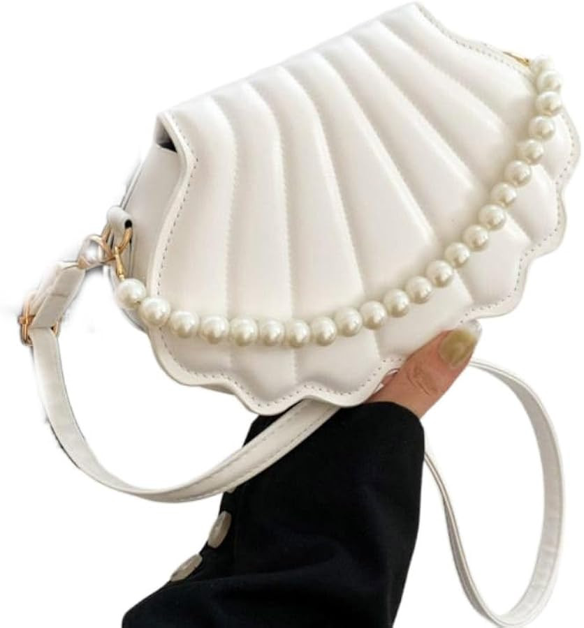 Seashell Shape Purse, Shell Handbag Women Evening Bag, Leather Crossbody Shoulder Bag Mini Chain ... | Amazon (US)