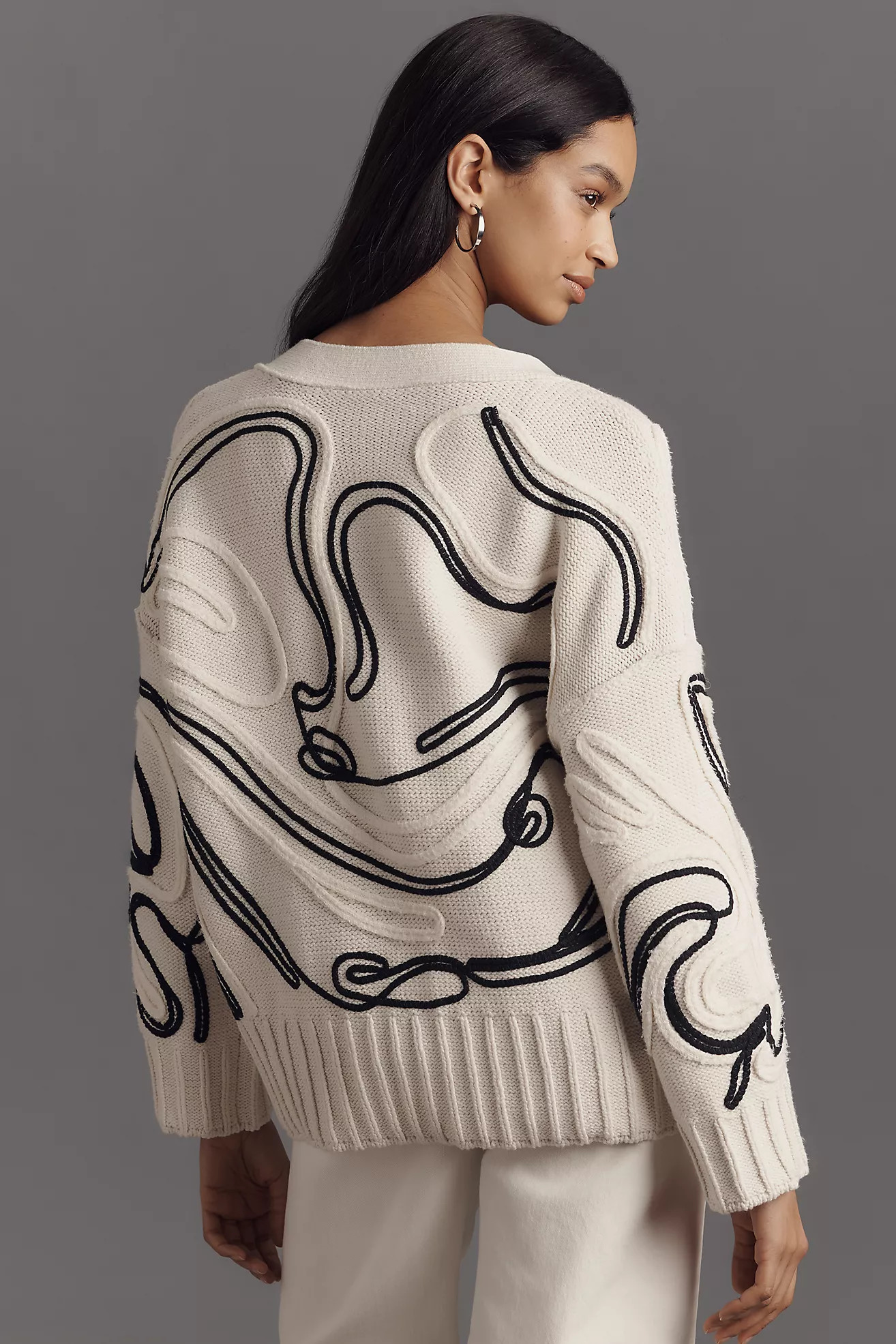 Pilcro Oversized Embroidered Cardigan Sweater | Anthropologie (US)