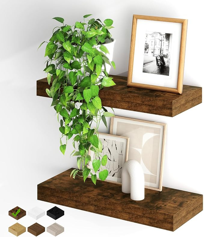 Fun Memories Floating Shelves for Wall, 20Inch Floating Shelves Set of 2, Hanging Shelf with Invi... | Amazon (US)