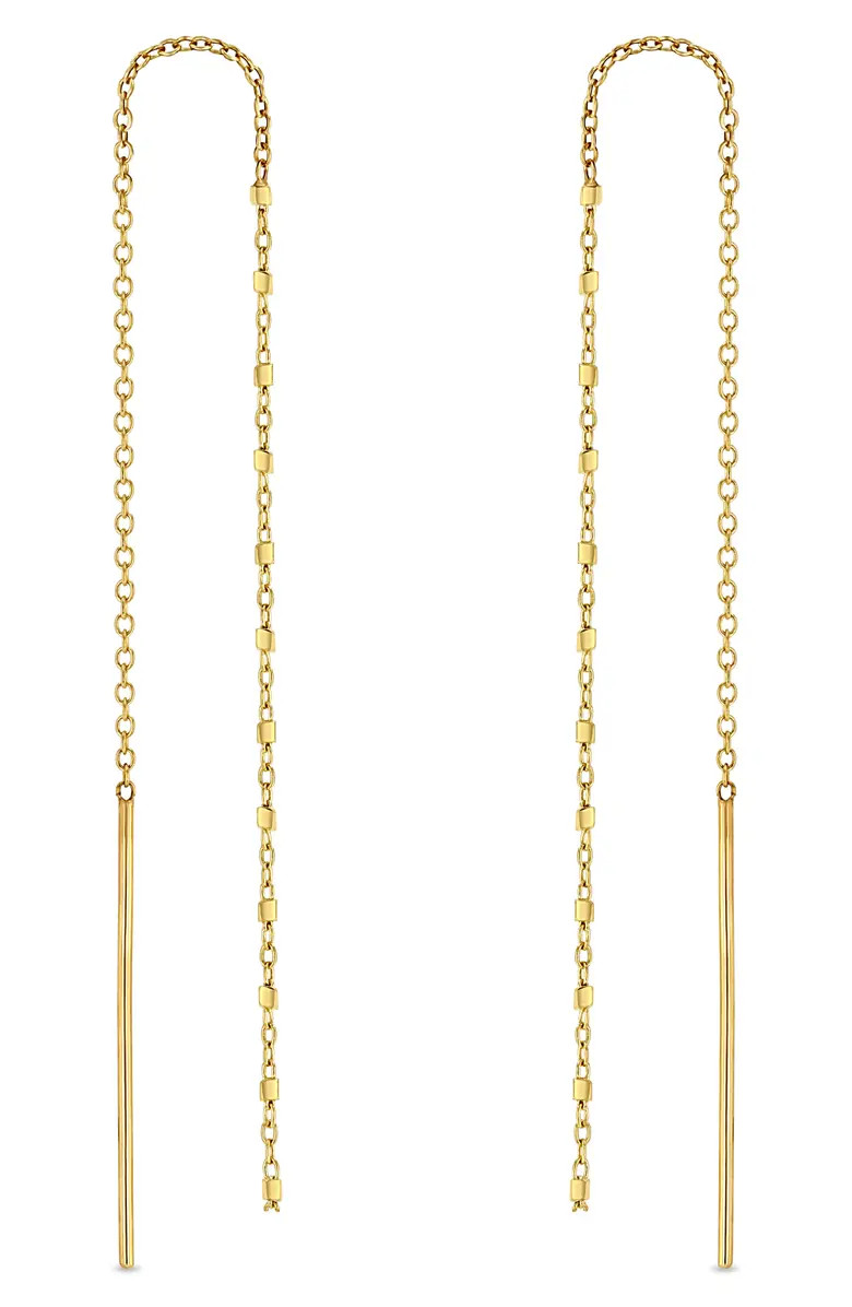 Zoë Chicco Square Bead Chain Drop Threader Earrings | Nordstrom | Nordstrom