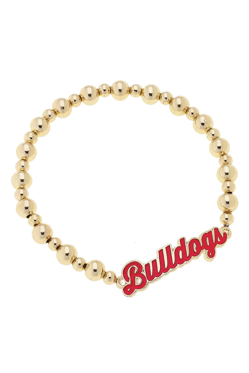 Georgia Bulldogs Autograph Enamel Stretch Bracelet in Shiny Gold | CANVAS