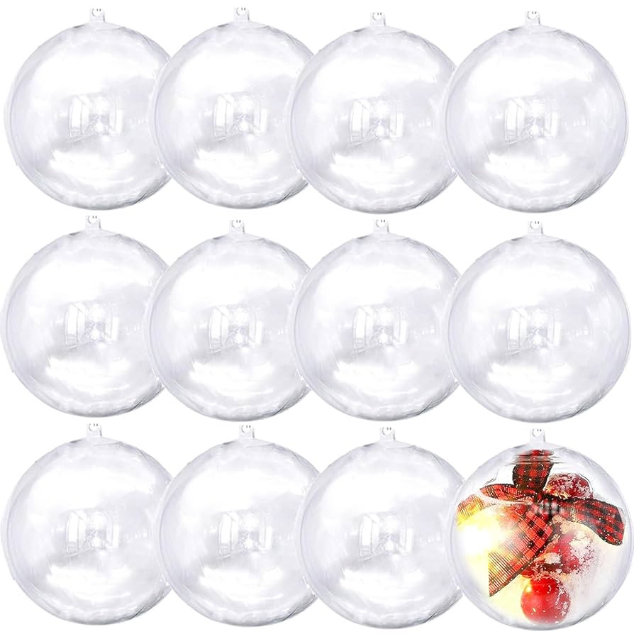 12Pack 80mm Clear Christmas Ball Ornaments, 3.14IN Fillable DIY Craft Plastic Balls Transparent X... | Amazon (US)